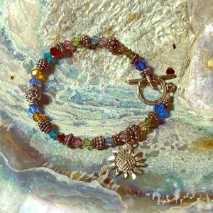 Boho Crystal Sterling Silver and Crystal Bracelet